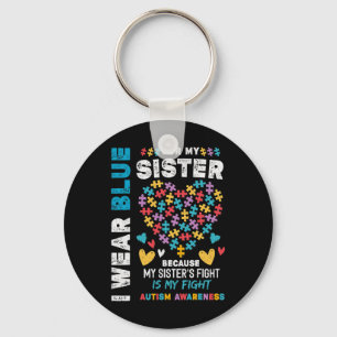 I'm Proud Brother I Wear Blue For My Sister Autism Key Ring