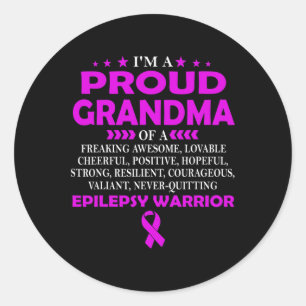 I'm proud grandma of epilepsy warrior t classic round sticker