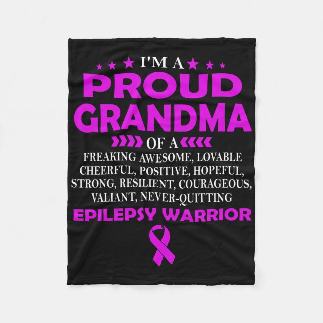 I'm Proud Grandma Of Epilepsy Warrior T  Fleece Blanket (Front)