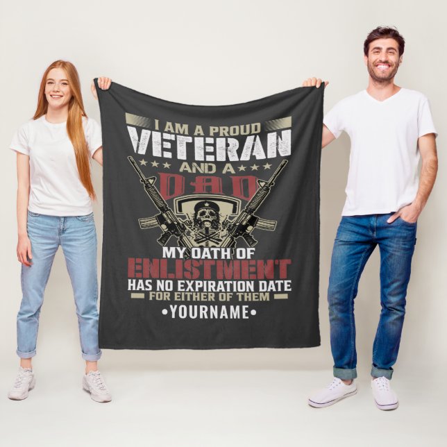I'm Proud To Be A Veteran And A Dad Fleece Blanket (In Situ)