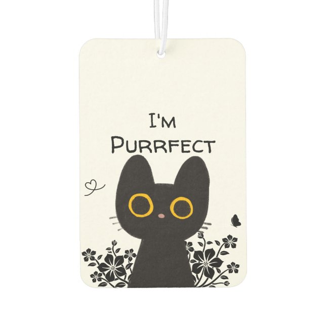 I'm Purrfect Cute Black Cat Air Freshener (Back)