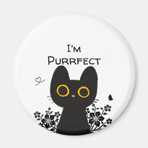 I'm Purrfect Cute Black Cat Magnet