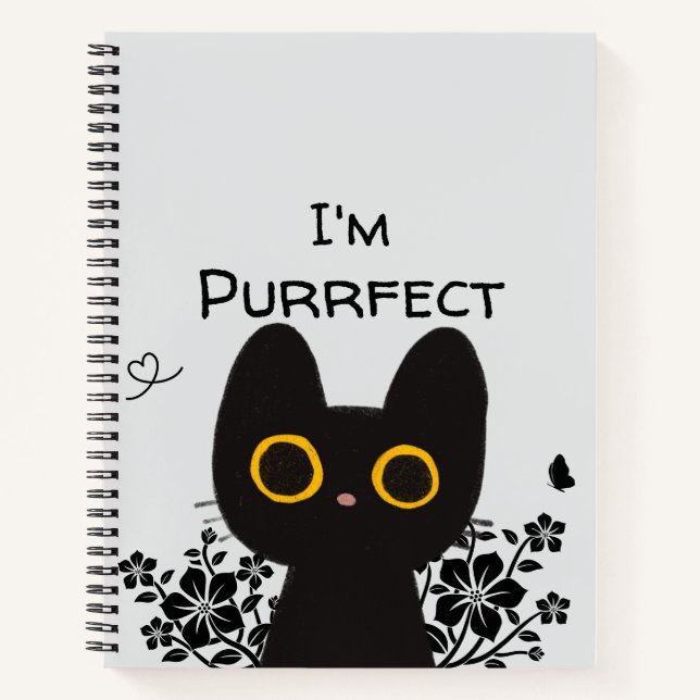 I'm Purrfect Cute Black Cat Notebook (Front)