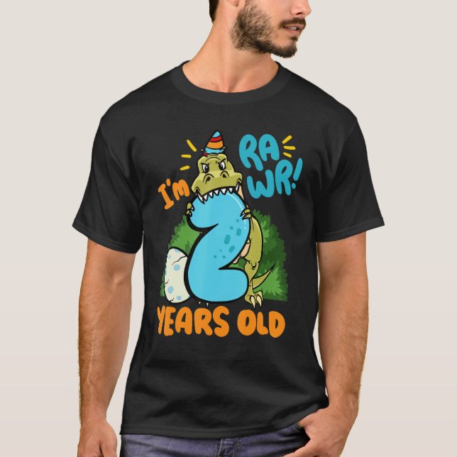 I'm Rawr 2 Years Old Tyrannosaurus Dinosaur Kids B T-Shirt (Front)