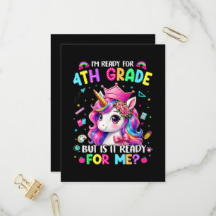 Im Ready for 4th Grade Unicorn First Day of School Invitation Postcard