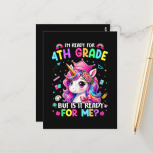 Im Ready for 4th Grade Unicorn First Day of School Postcard