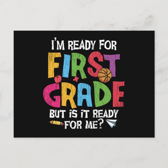 I'm Ready For First Grade School Teacher Kids Crew Postcard (Front)