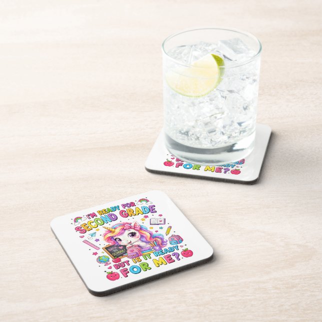 Im Ready for Second Grade Unicorn First Day Coaster (Right Side)