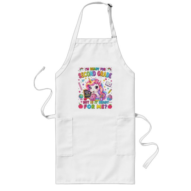 Im Ready for Second Grade Unicorn First Day Long Apron (Front)