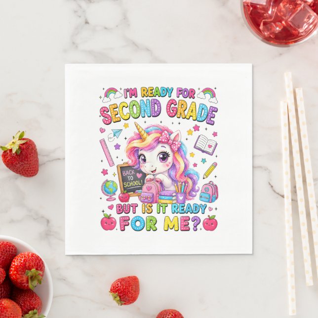 Im Ready for Second Grade Unicorn First Day Napkin (Insitu)