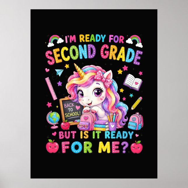 Im Ready for Second Grade Unicorn First Day Poster (Front)