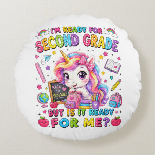 Im Ready for Second Grade Unicorn First Day Round Cushion