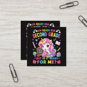 Im Ready for Second Grade Unicorn First Day Square Business Card