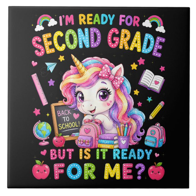 Im Ready for Second Grade Unicorn First Day Tile (Front)