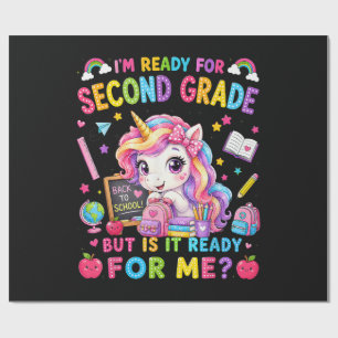 Im Ready for Second Grade Unicorn First Day Wrapping Paper