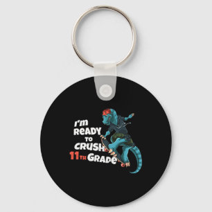 I'm Ready To Crush 11th Grade Dinosaur Skateboardi Key Ring
