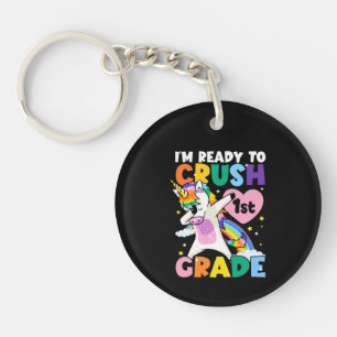 I'm Ready To Crush 1st Grade Unicorn Heart 1st Day Key Ring