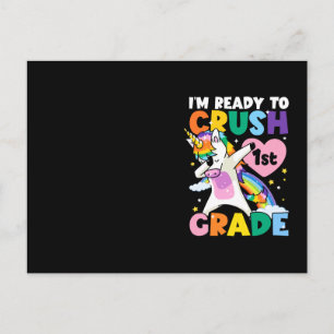 I'm Ready To Crush 1st Grade Unicorn Heart 1st Day Postcard