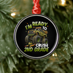 I'm Ready to Crush 2nd Grade Monster Truck Metal Tree Decoration