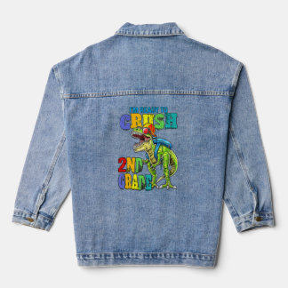 I'm Ready To Crush 2nd Grade Rex Dinosaur Back To  Denim Jacket