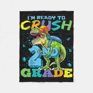 I'm Ready To Crush 2nd Grade T Rex Dinosaur Ck To Fleece Blanket