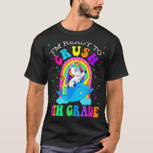 I'm Ready To Crush 4th Grade Narwhal Unicorn Back T-Shirt