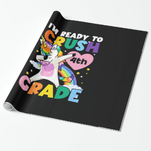 I'm Ready To Crush 4th Grade Unicorn Heart 1st Day Wrapping Paper