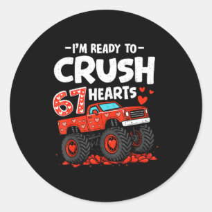 I'm Ready To Crush 67 Hearts Truck Valentines Day  Classic Round Sticker