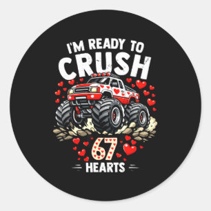 I'm Ready To Crush 67 Hearts Truck Valentines Day  Classic Round Sticker
