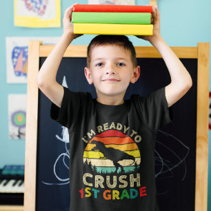 I'm Ready to Crush First 1st Grade Retro Dinosaur T-Shirt
