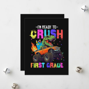 I'm Ready To Crush First Grade Dinosaur Truck Holiday Card