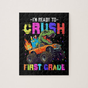 I'm Ready To Crush First Grade Dinosaur Truck Jigsaw Puzzle