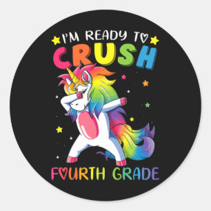I'm ready to crush Fourth Grade Fun Dabbing Unico Classic Round Sticker