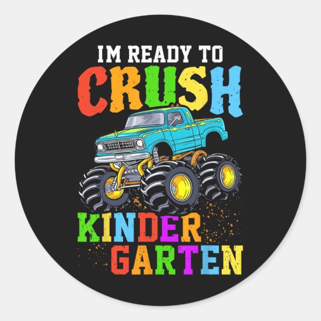 I'm Ready To Crush Kindergarten 100th Day Of Schoo Classic Round Sticker (Front)