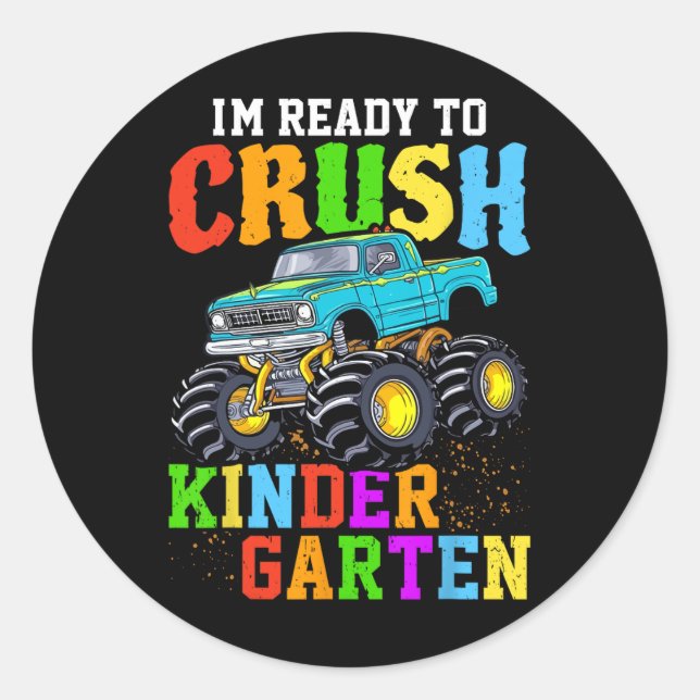 I'm Ready To Crush Kindergarten 100th Day Of Schoo Classic Round Sticker (Front)