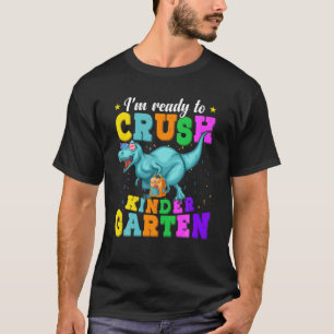 I'm Ready To Crush Kindergarten Dinosaur USA Flag T-Shirt
