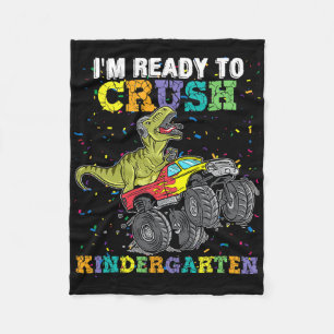 I'm Ready To Crush Kindergarten Monster Truck Dino Fleece Blanket