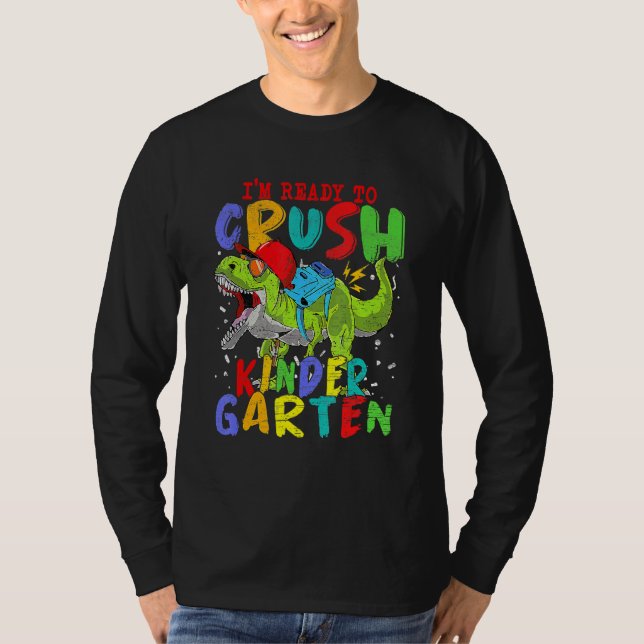 Im Ready To Crush Kindergarten Retro Dinosaur Back T-Shirt (Front)