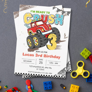 I'm Ready to Crush Monster Truck 3rd birthday Boy  Invitation
