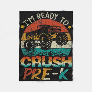 I'm Ready To Crush Pre-k Monster Truck Vintage Boy Fleece Blanket