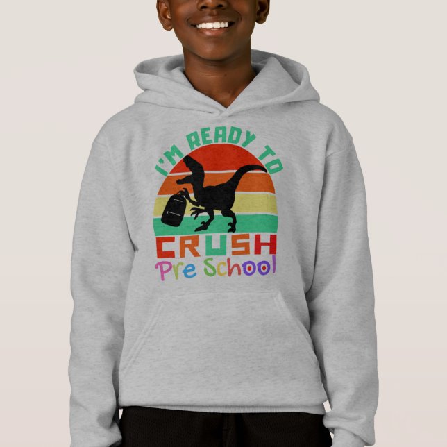 I'M READY TO CRUSH PRESCHOOL - COOL DINOSAUR (Front)