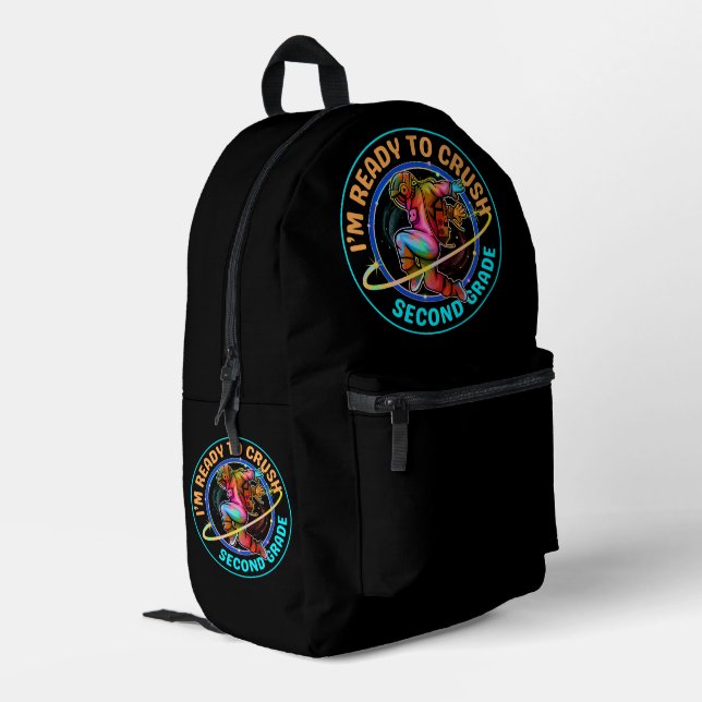 I'm ready to crush second grade printed backpack (Back Corner Left)