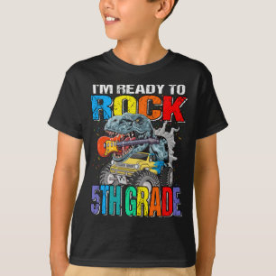 I'm Ready To Rock 5th Grade Monster Truck Dinosaur T-Shirt