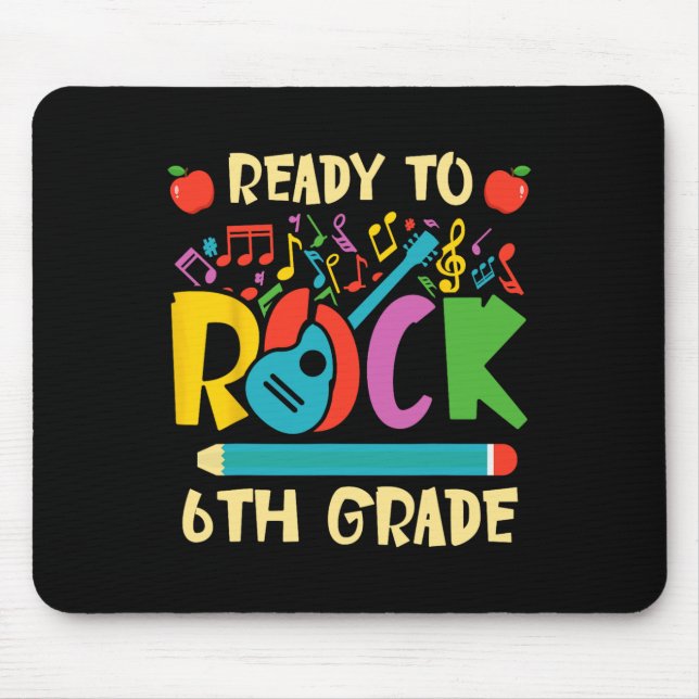 I'm Ready To Rock 6th Grade Guitar Back to School  Mouse Mat (Front)