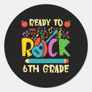 I'm Ready To Rock 6th Grade Guitar Ck To School Bo Classic Round Sticker