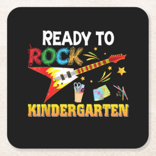 I'm Ready To Rock Kindergarten Back To School Square Paper Coaster