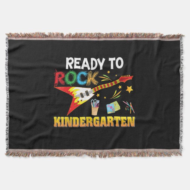 I'm Ready To Rock Kindergarten Back To School Throw Blanket (Front)