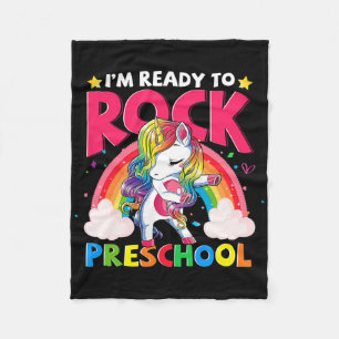 I'm Ready To Rock Preschool Unicorn Girls Ck To Sc Fleece Blanket