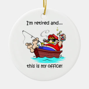 im retired fishing ceramic tree decoration