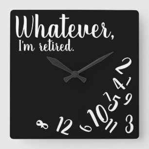 I'm Retired Funny Retirement Simple Black Large Cl Square Wall Clock